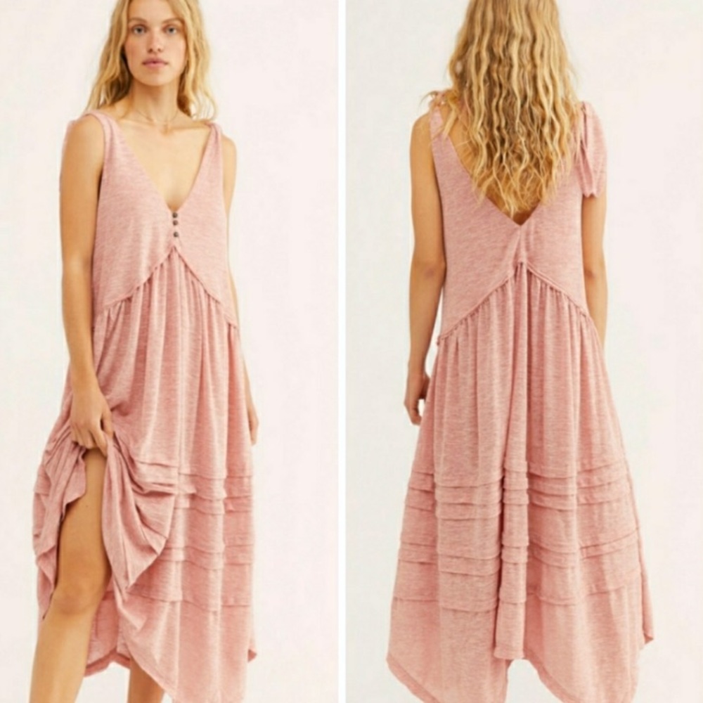 Free People Bay Breeze Beach Edit Low V Midi Dress
